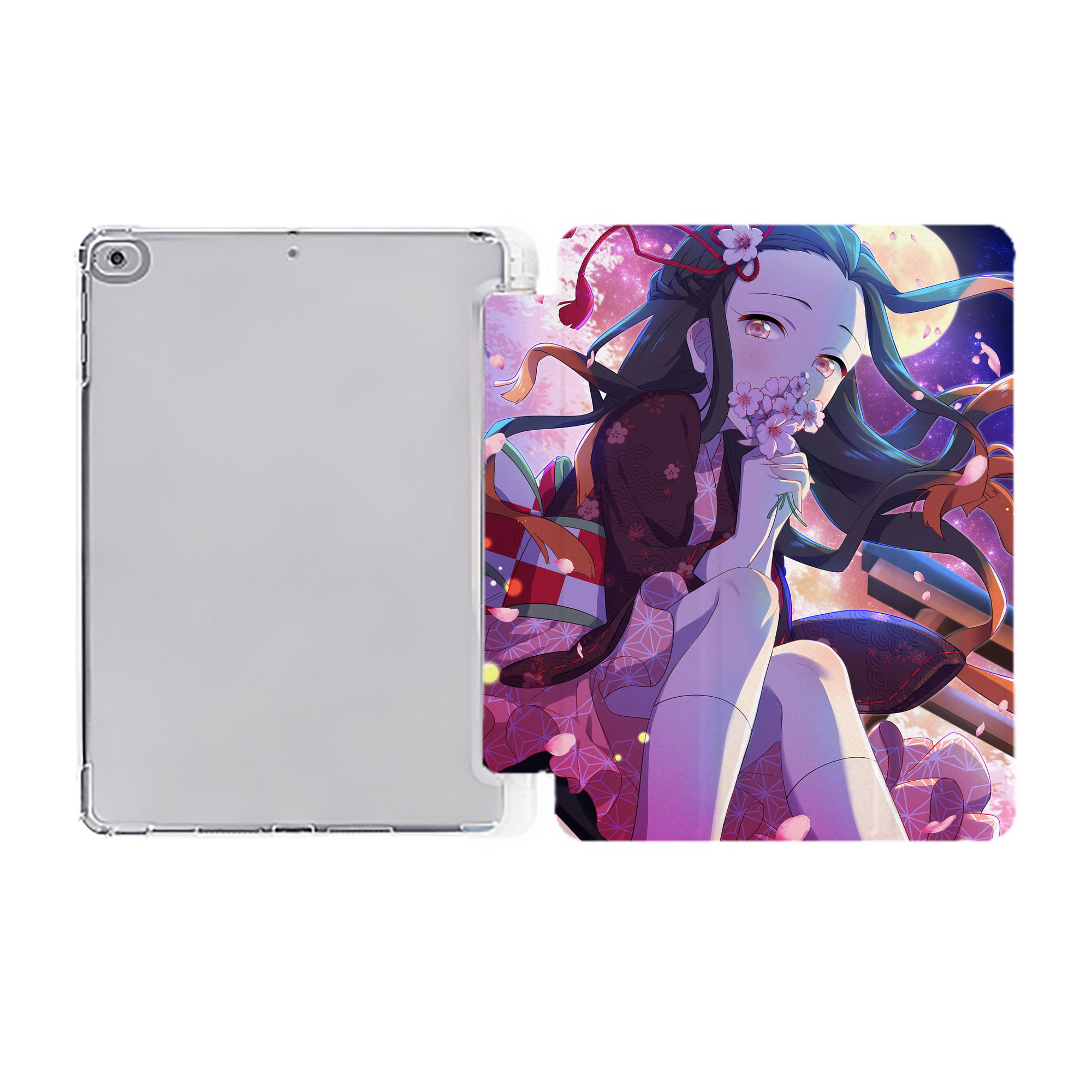 （画像用） 鬼滅の刃（きめつのやいば）竈門 禰󠄀豆子／かまど ねずこ Kamado Nezuko IPad ケース ペン収納付き 三つ折りスタンド PUレザー×シリコン 対応機種9.5/10.5/10.9インチ